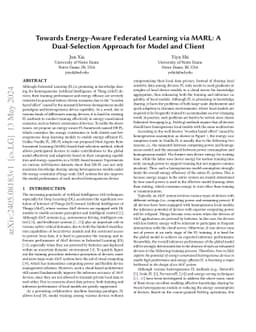 Towards Energy-Aware Federated Learning via MARL: A Dual-Selection
  Approach for Model and Client