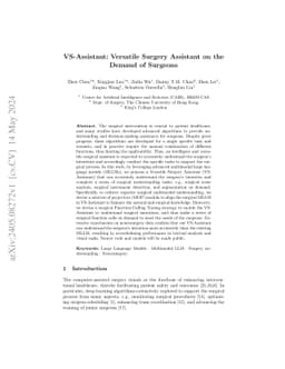 VS-Assistant: Versatile Surgery Assistant on the Demand of Surgeons