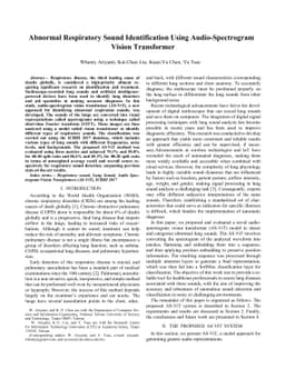 Abnormal Respiratory Sound Identification Using Audio-Spectrogram Vision
  Transformer
