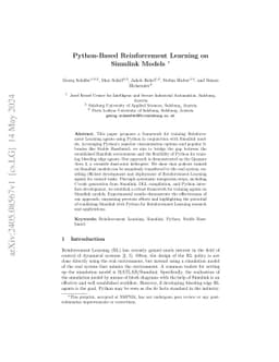 Python-Based Reinforcement Learning on Simulink Models