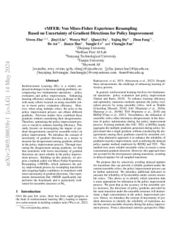 vMFER: Von Mises-Fisher Experience Resampling Based on Uncertainty of
  Gradient Directions for Policy Improvement