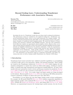 Beyond Scaling Laws: Understanding Transformer Performance with
  Associative Memory