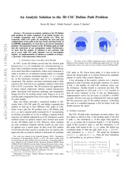 An Analytic Solution to the 3D CSC Dubins Path Problem