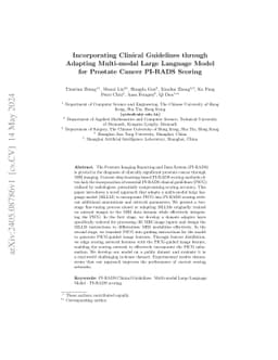Incorporating Clinical Guidelines through Adapting Multi-modal Large
  Language Model for Prostate Cancer PI-RADS Scoring