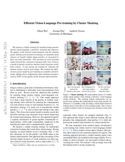 Efficient Vision-Language Pre-training by Cluster Masking