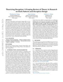 Theorizing Deception: A Scoping Review of Theory in Research on Dark
  Patterns and Deceptive Design