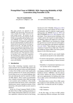 PromptMind Team at EHRSQL-2024: Improving Reliability of SQL Generation
  using Ensemble LLMs