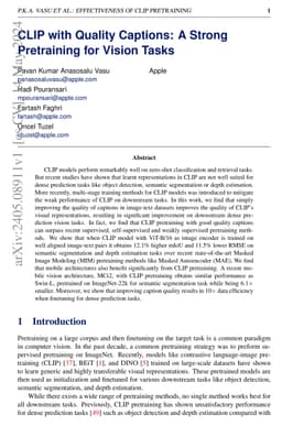 CLIP with Quality Captions: A Strong Pretraining for Vision Tasks