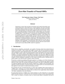 Zero-Shot Transfer of Neural ODEs