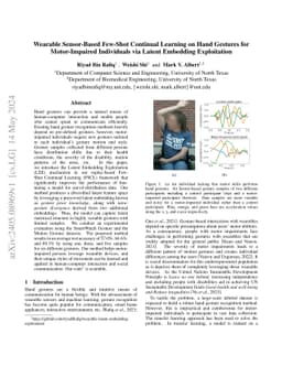 Wearable Sensor-Based Few-Shot Continual Learning on Hand Gestures for
  Motor-Impaired Individuals via Latent Embedding Exploitation