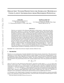 Dielectric Tensor Prediction for Inorganic Materials Using Latent
  Information from Preferred Potential