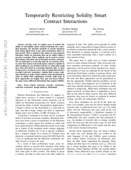 Temporarily Restricting Solidity Smart Contract Interactions