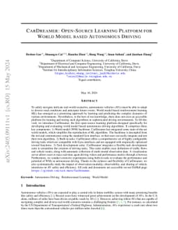 CarDreamer: Open-Source Learning Platform for World Model based
  Autonomous Driving