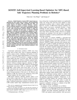 SOMTP: Self-Supervised Learning-Based Optimizer for MPC-Based Safe
  Trajectory Planning Problems in Robotics