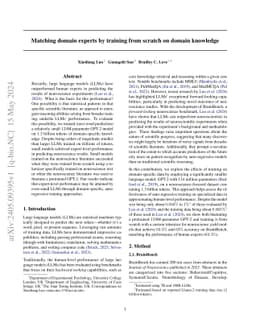 Matching domain experts by training from scratch on domain knowledge