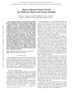 Physics-Informed Neural Network for Multirotor Slung Load Systems
  Modeling