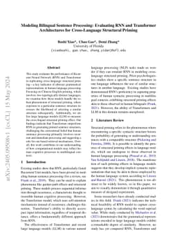 Modeling Bilingual Sentence Processing: Evaluating RNN and Transformer
  Architectures for Cross-Language Structural Priming