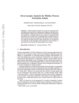 Error-margin Analysis for Hidden Neuron Activation Labels