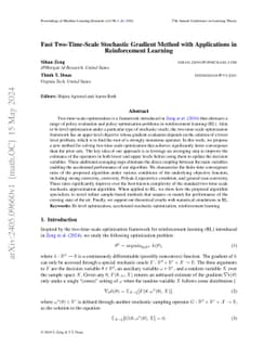 Fast Two-Time-Scale Stochastic Gradient Method with Applications in Reinforcement Learning