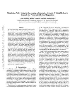 Simulating Policy Impacts: Developing a Generative Scenario Writing
  Method to Evaluate the Perceived Effects of Regulation