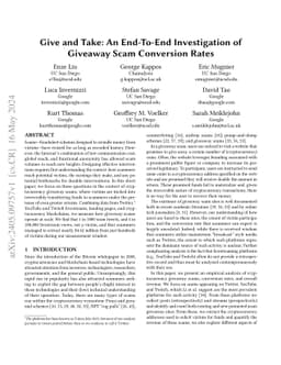 Give and Take: An End-To-End Investigation of Giveaway Scam Conversion
  Rates
