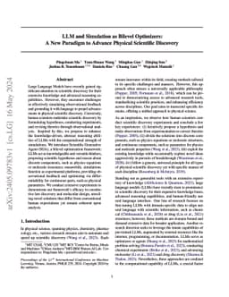 LLM and Simulation as Bilevel Optimizers: A New Paradigm to Advance
  Physical Scientific Discovery