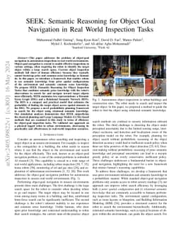 SEEK: Semantic Reasoning for Object Goal Navigation in Real World
  Inspection Tasks