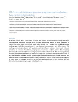 MTLComb: multi-task learning combining regression and classification
  tasks for joint feature selection