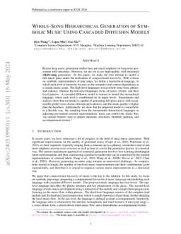 Whole-Song Hierarchical Generation of Symbolic Music Using Cascaded
  Diffusion Models