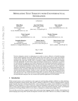 Mitigating Text Toxicity with Counterfactual Generation