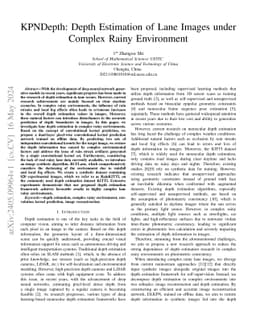 KPNDepth: Depth Estimation of Lane Images under Complex Rainy
  Environment