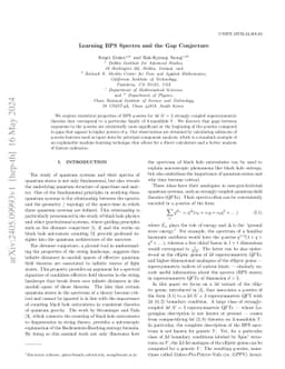 Learning BPS Spectra and the Gap Conjecture