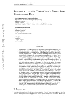 Building a Luganda Text-to-Speech Model From Crowdsourced Data