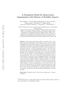 A Foundation Model for Brain Lesion Segmentation with Mixture of
  Modality Experts