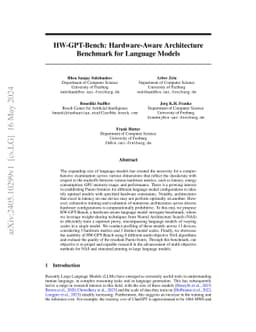 HW-GPT-Bench: Hardware-Aware Architecture Benchmark for Language Models