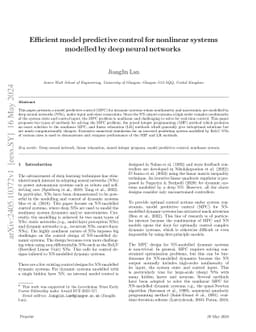 Efficient model predictive control for nonlinear systems modelled by
  deep neural networks