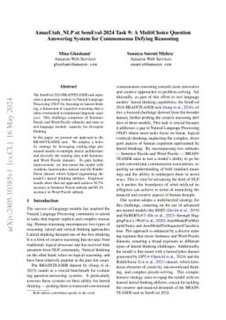 AmazUtah_NLP at SemEval-2024 Task 9: A MultiChoice Question Answering
  System for Commonsense Defying Reasoning