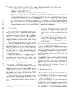 The fast committor machine: Interpretable prediction with kernels