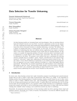 Data Selection for Transfer Unlearning