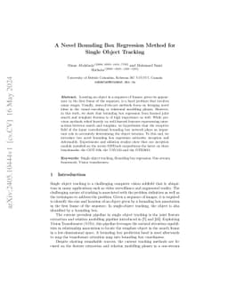 A Novel Bounding Box Regression Method for Single Object Tracking