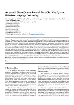 Automatic News Generation and Fact-Checking System Based on Language
  Processing