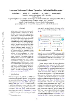 Language Models can Evaluate Themselves via Probability Discrepancy