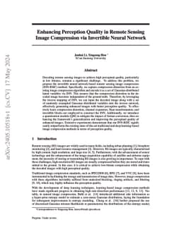 Enhancing Perception Quality in Remote Sensing Image Compression via
  Invertible Neural Network