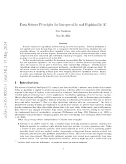Data Science Principles for Interpretable and Explainable AI