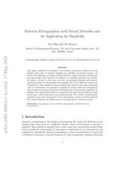 Function Extrapolation with Neural Networks and Its Application for
  Manifolds