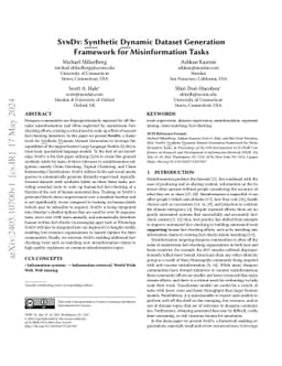 SynDy: Synthetic Dynamic Dataset Generation Framework for Misinformation
  Tasks