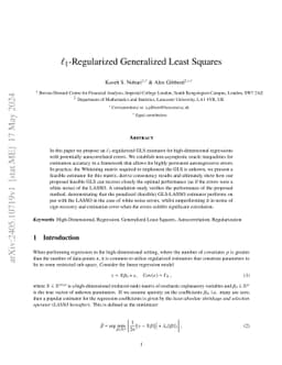 $\ell_1$-Regularized Generalized Least Squares