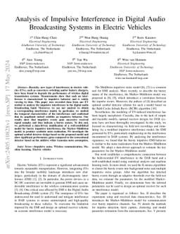 Analysis of Impulsive Interference in Digital Audio Broadcasting Systems
  in Electric Vehicles