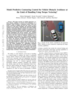 Model Predictive Contouring Control for Vehicle Obstacle Avoidance at
  the Limit of Handling Using Torque Vectoring