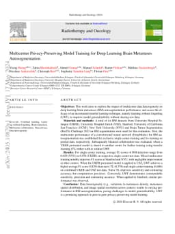 Multicenter Privacy-Preserving Model Training for Deep Learning Brain
  Metastases Autosegmentation